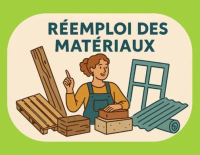 dessin d une femme avec des matériaux à réutiliser